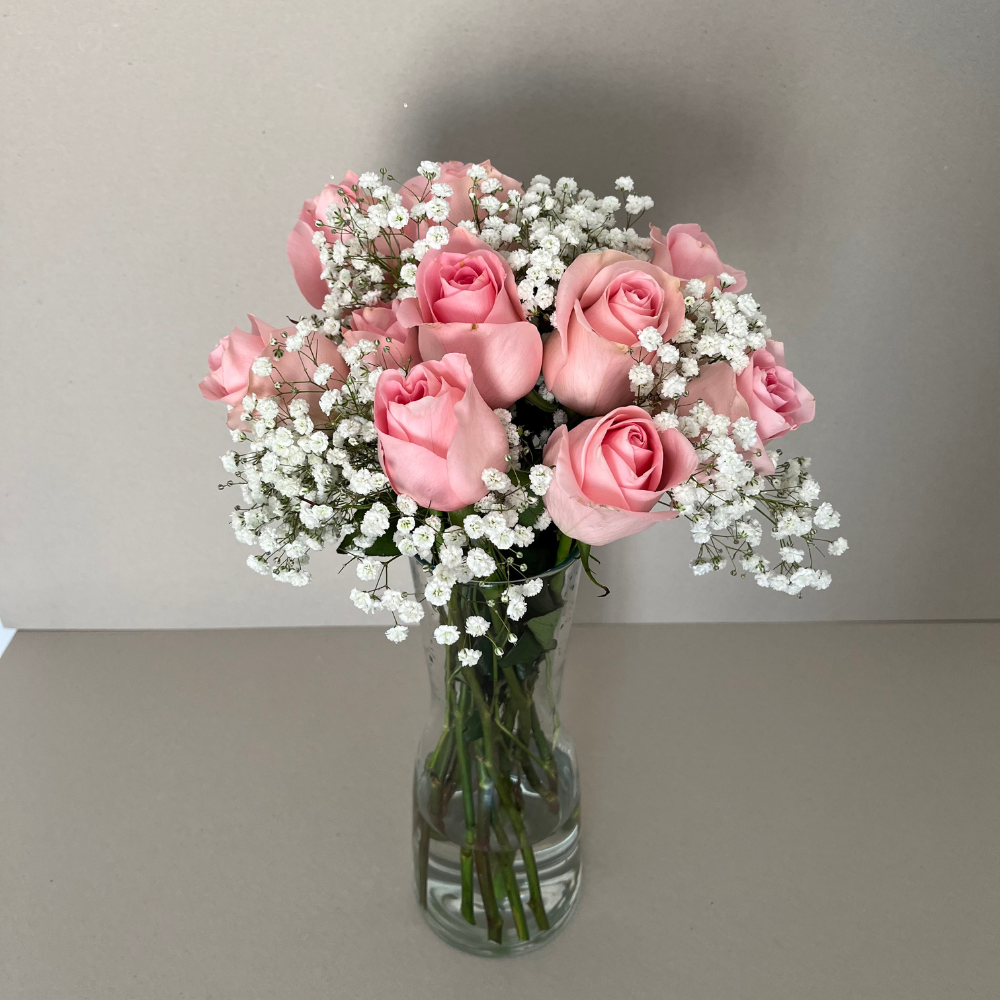 Bouquet De Rosas Rosadas & Paniculata blanca