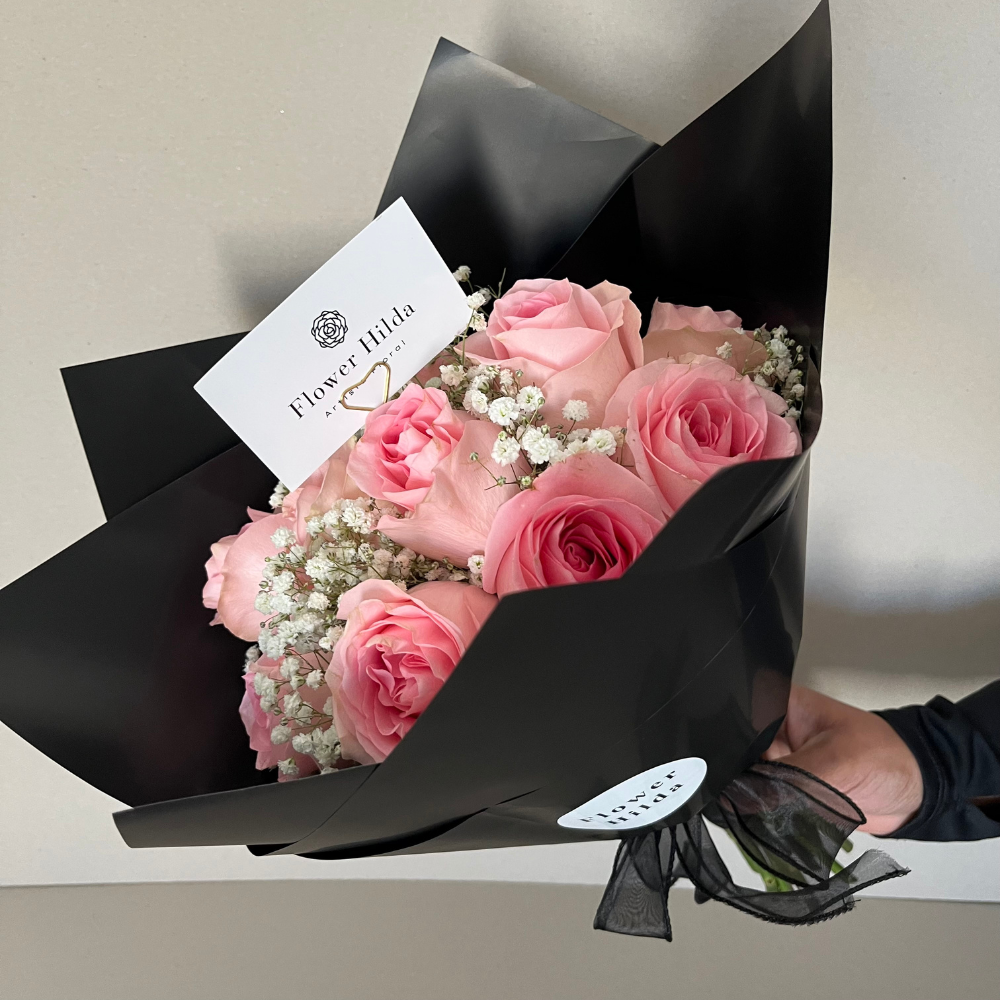 Bouquet De Rosas Rosadas & Paniculata blanca