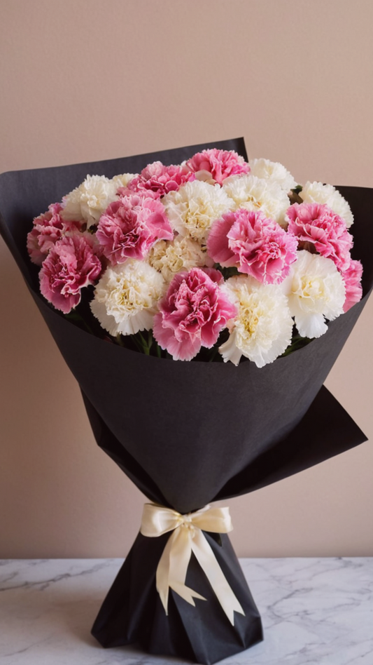 Bouquet de Claveles Rosados & Blancos